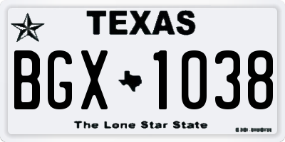 TX license plate BGX1038
