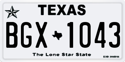 TX license plate BGX1043