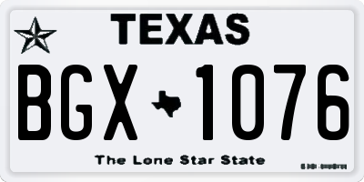 TX license plate BGX1076