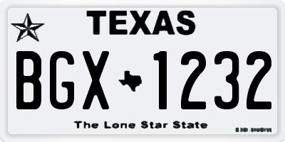 TX license plate BGX1232