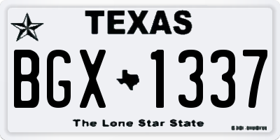 TX license plate BGX1337