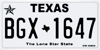 TX license plate BGX1647