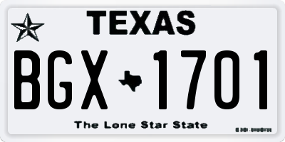 TX license plate BGX1701