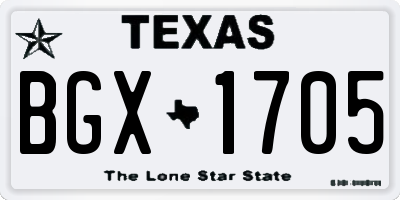 TX license plate BGX1705