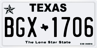 TX license plate BGX1706
