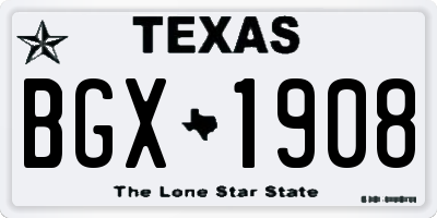 TX license plate BGX1908