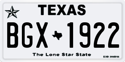TX license plate BGX1922