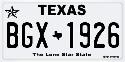 TX license plate BGX1926