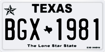 TX license plate BGX1981