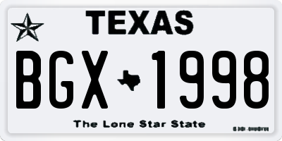 TX license plate BGX1998