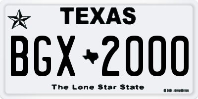 TX license plate BGX2000
