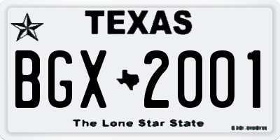 TX license plate BGX2001