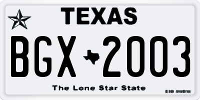 TX license plate BGX2003