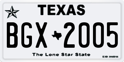TX license plate BGX2005