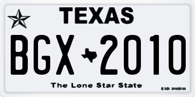 TX license plate BGX2010