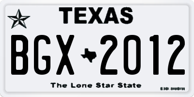 TX license plate BGX2012