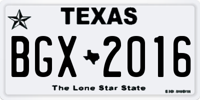 TX license plate BGX2016
