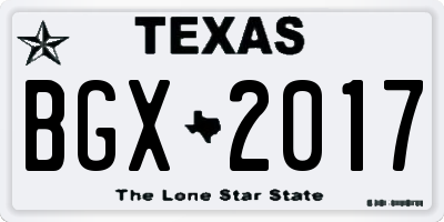 TX license plate BGX2017