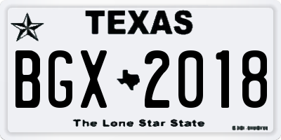 TX license plate BGX2018