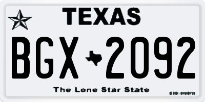TX license plate BGX2092