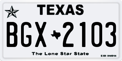 TX license plate BGX2103
