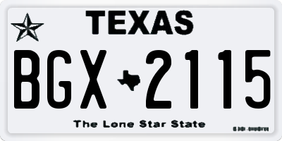 TX license plate BGX2115
