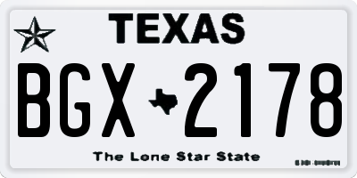 TX license plate BGX2178
