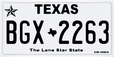 TX license plate BGX2263