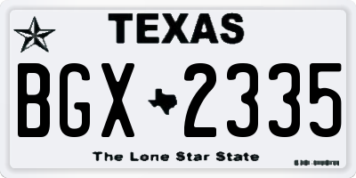 TX license plate BGX2335