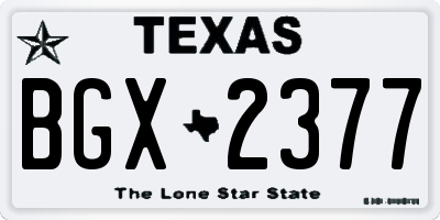 TX license plate BGX2377