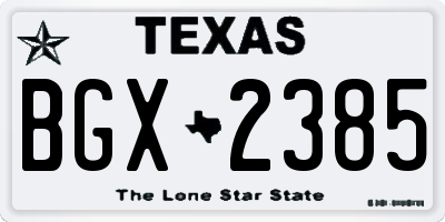 TX license plate BGX2385