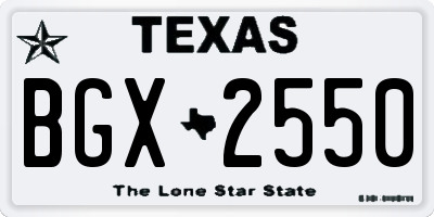 TX license plate BGX2550