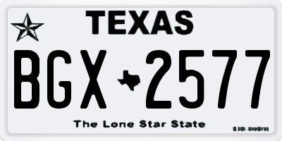 TX license plate BGX2577