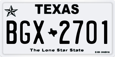 TX license plate BGX2701