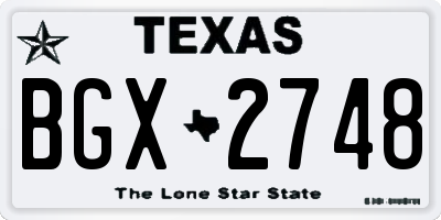 TX license plate BGX2748