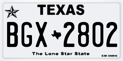 TX license plate BGX2802