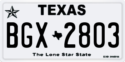 TX license plate BGX2803
