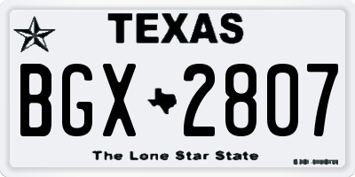 TX license plate BGX2807