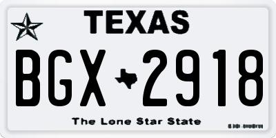 TX license plate BGX2918