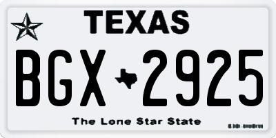 TX license plate BGX2925