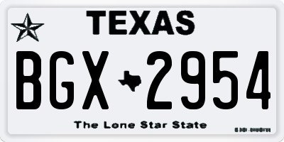 TX license plate BGX2954
