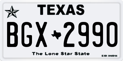 TX license plate BGX2990