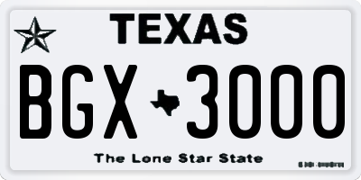 TX license plate BGX3000