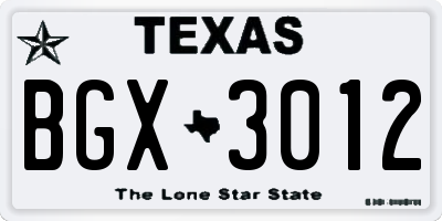 TX license plate BGX3012
