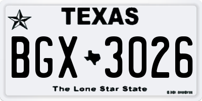 TX license plate BGX3026