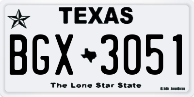 TX license plate BGX3051