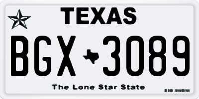 TX license plate BGX3089