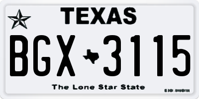 TX license plate BGX3115