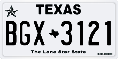 TX license plate BGX3121