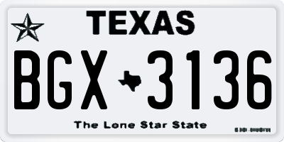 TX license plate BGX3136